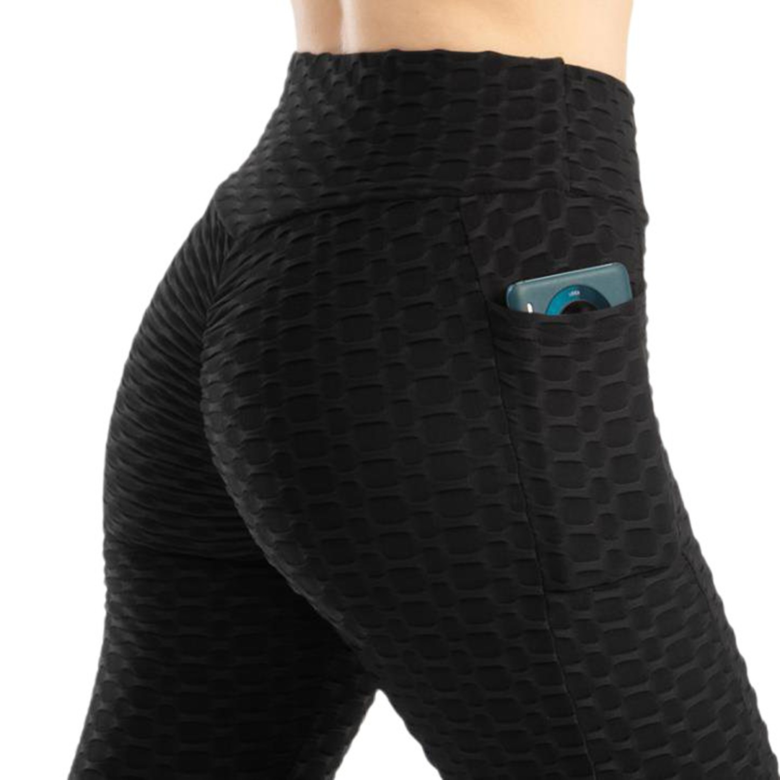 thumbnail image 2 of Pantalones de yoga de cintura alta para mujer: realzan los glúteos, leggings con bolsillos, tejido elástico, ideales para fitness/casual, tallas S-XXL, 2 of 5